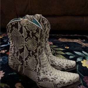 Genuine Full Python Western Ankle Boots A3791